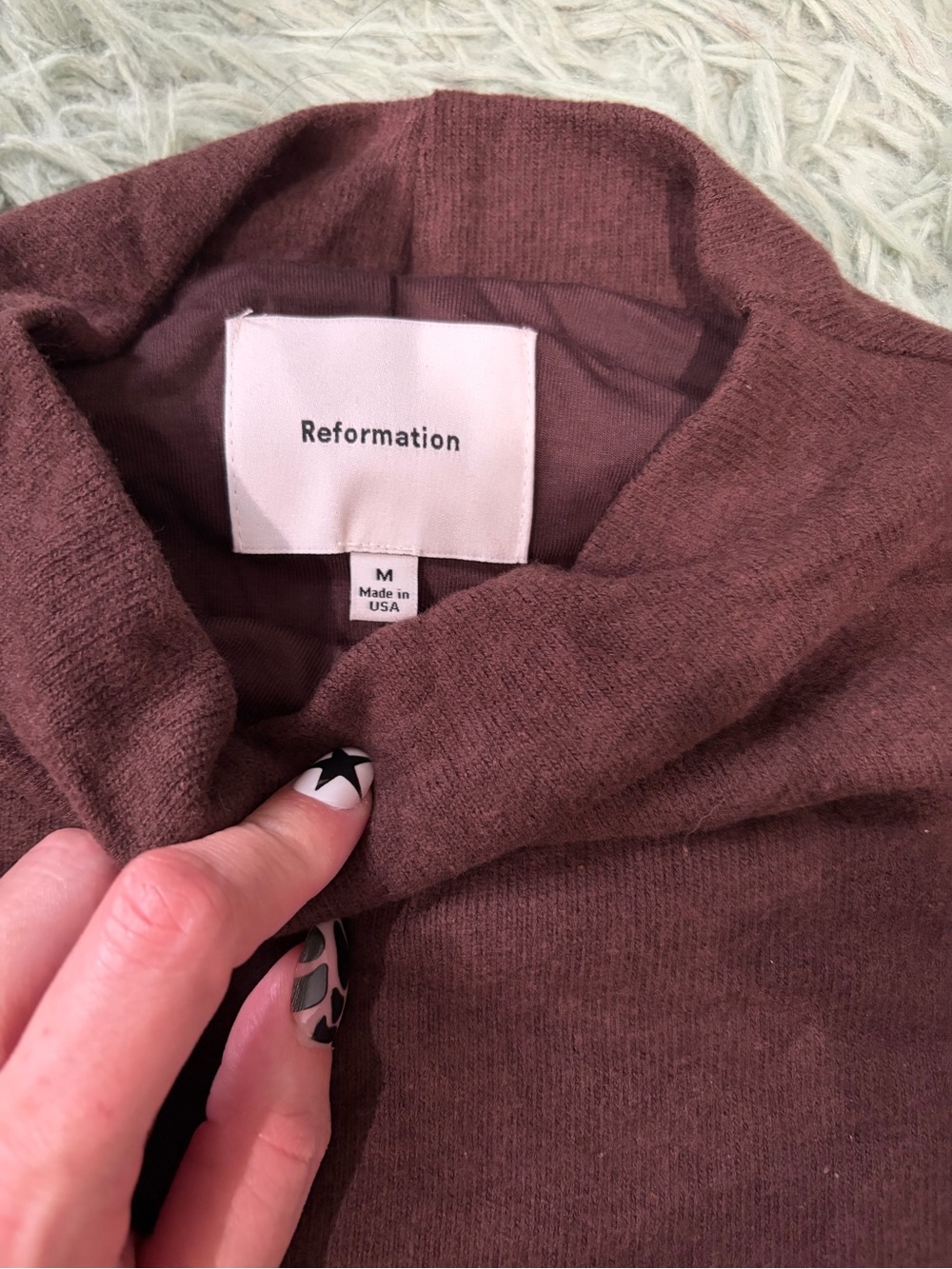 NWT Reformation Turtleneck Bodycon Mini Dress in Dark Brown - Picture 4 of 4